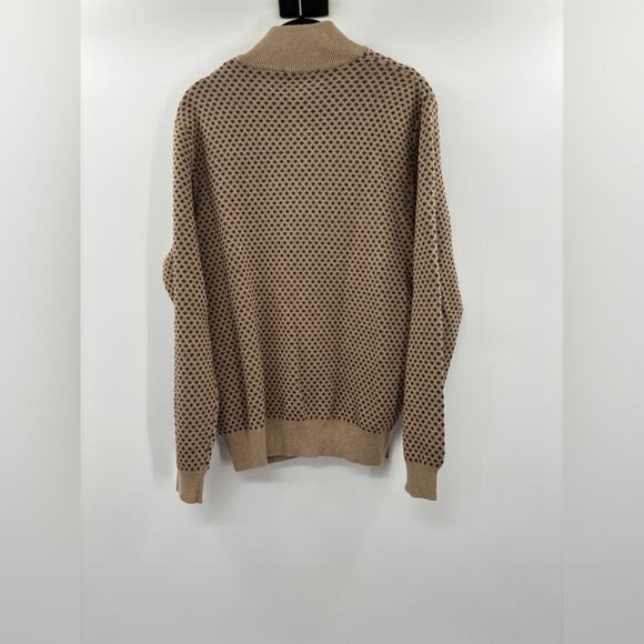 Vineyard Vines Birds Eye Diamond Quarter-Zip Sweater Toasted Almond - Picture 4 of 5